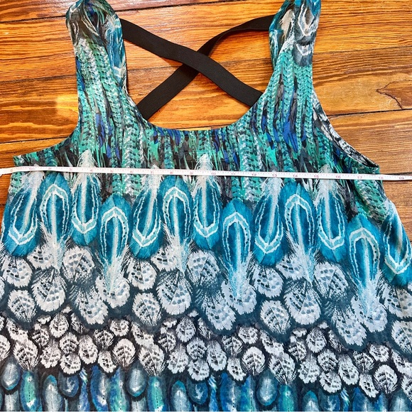 Chloe K Peacock Feather Patterned Sheer Tank Top - Picture 6 of 6